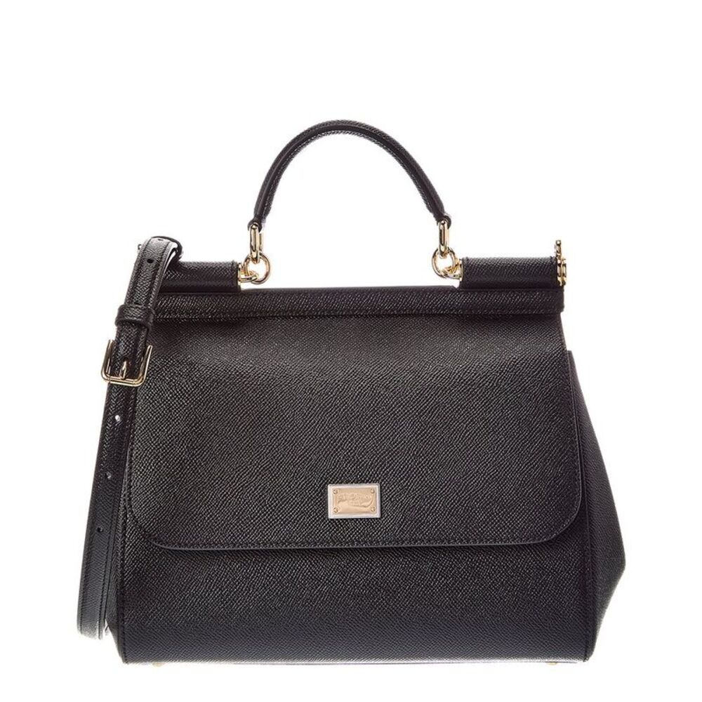 Dolce & Gabbana Sicily Large Leather Satchel, Black